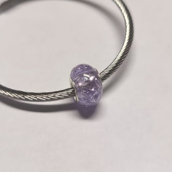 Purple "Crushed Glass" Charm for Pandora Style Bracelet - Picture 3 of 4